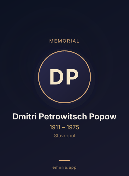 Memorial portrait of Dmitri Petrowitsch Popow