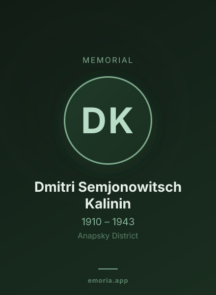 Memorial portrait of Dmitri Semjonowitsch Kalinin
