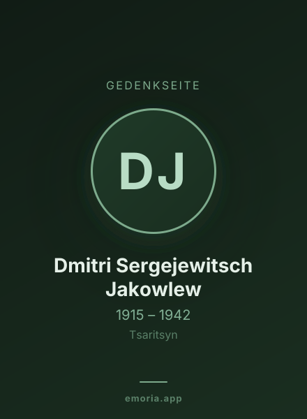 Gedenkportrait von Dmitri Sergejewitsch Jakowlew