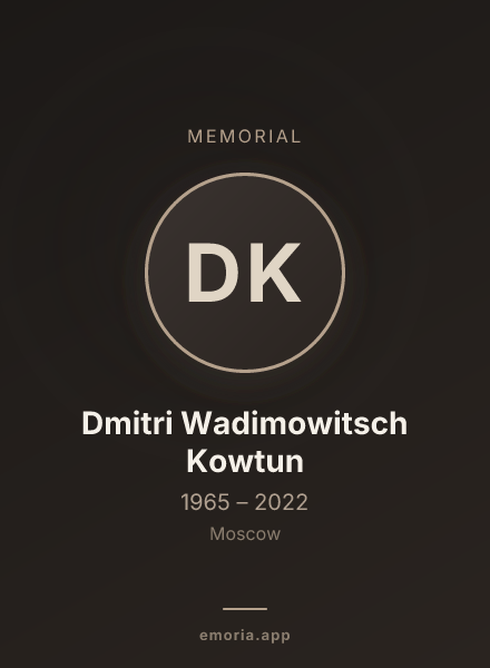 Memorial portrait of Dmitri Wadimowitsch Kowtun