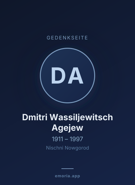 Gedenkportrait von Dmitri Wassiljewitsch Agejew