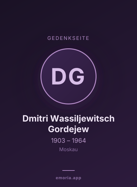 Gedenkportrait von Dmitri Wassiljewitsch Gordejew