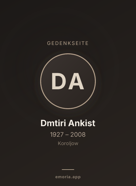 Gedenkportrait von Dmtiri Ankist