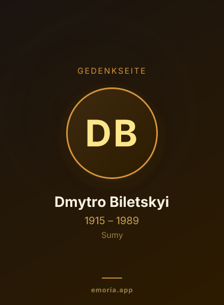 Gedenkportrait von Dmytro Biletskyi
