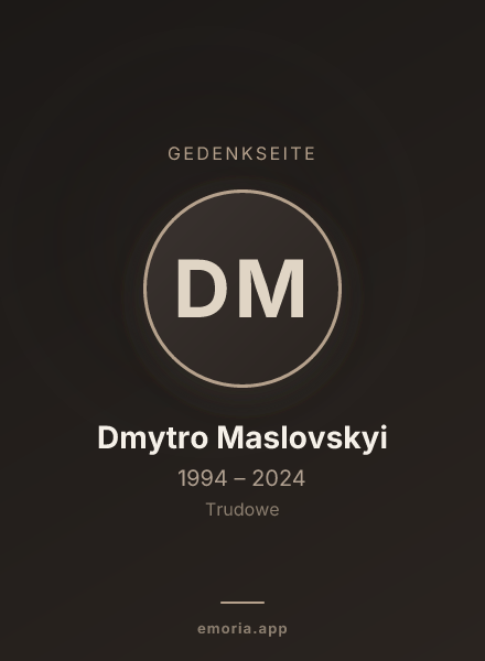 Gedenkportrait von Dmytro Maslovskyi