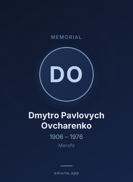 Memorial portrait of Dmytro Pavlovych Ovcharenko
