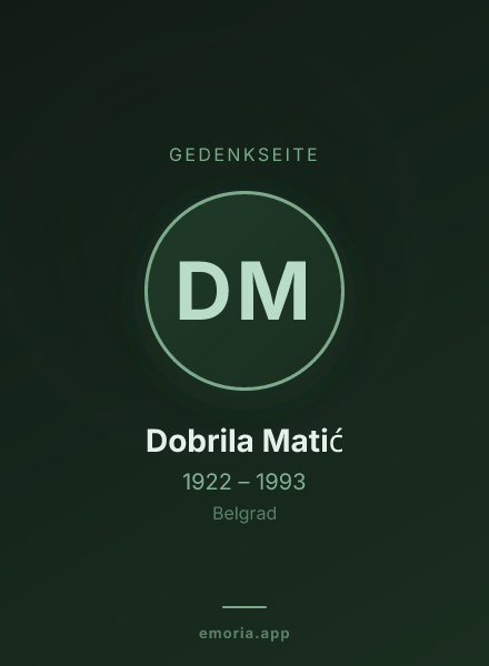 Gedenkportrait von Dobrila Matić