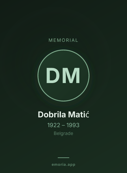 Memorial portrait of Dobrila Matić