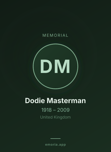 Memorial portrait of Dodie Masterman