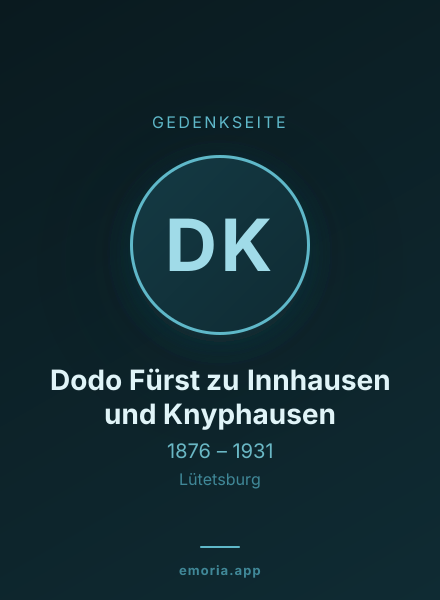 Gedenkportrait von Dodo Fürst zu Innhausen und Knyphausen
