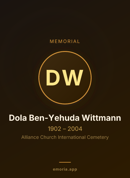 Memorial portrait of Dola Ben-Yehuda Wittmann