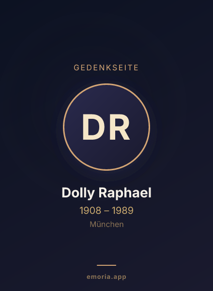 Gedenkportrait von Dolly Raphael
