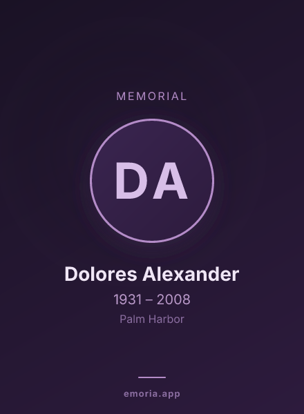 Memorial portrait of Dolores Alexander