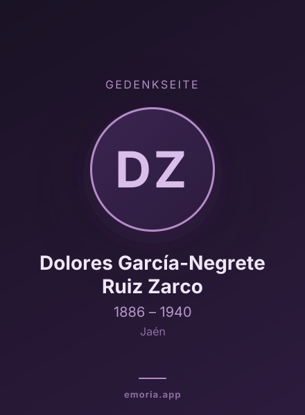 Gedenkportrait von Dolores García-Negrete Ruiz Zarco
