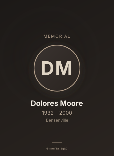 Memorial portrait of Dolores Moore