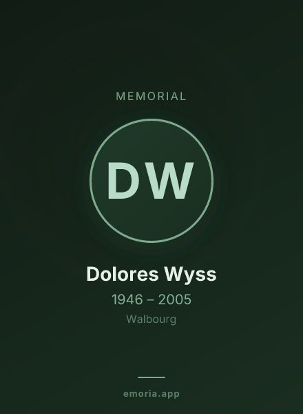 Memorial portrait of Dolores Wyss