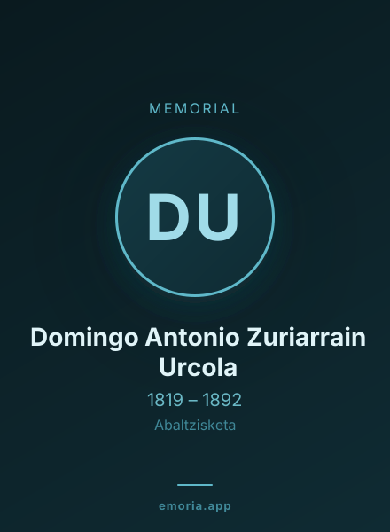 Memorial portrait of Domingo Antonio Zuriarrain Urcola