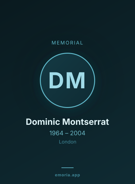 Memorial portrait of Dominic Montserrat