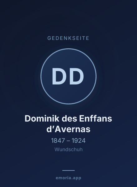 Gedenkportrait von Dominik des Enffans d’Avernas