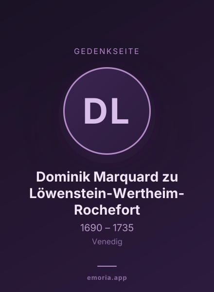 Gedenkportrait von Dominik Marquard zu Löwenstein-Wertheim-Rochefort