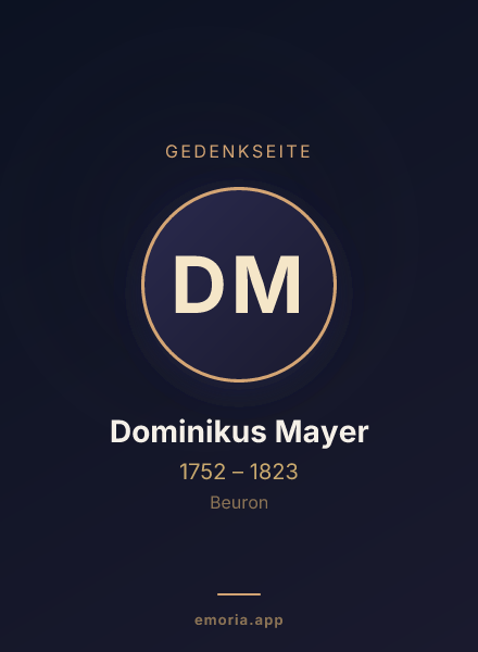 Gedenkportrait von Dominikus Mayer