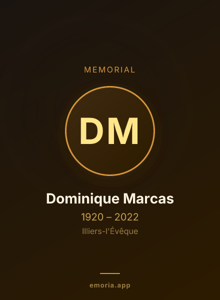 Memorial portrait of Dominique Marcas