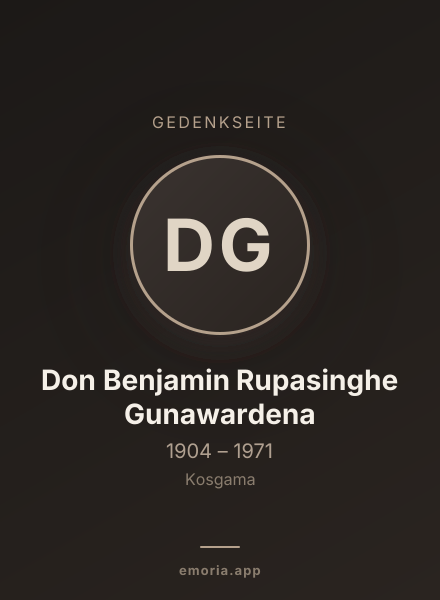 Gedenkportrait von Don Benjamin Rupasinghe Gunawardena
