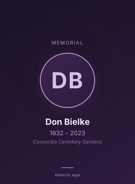 Memorial portrait of Don Bielke