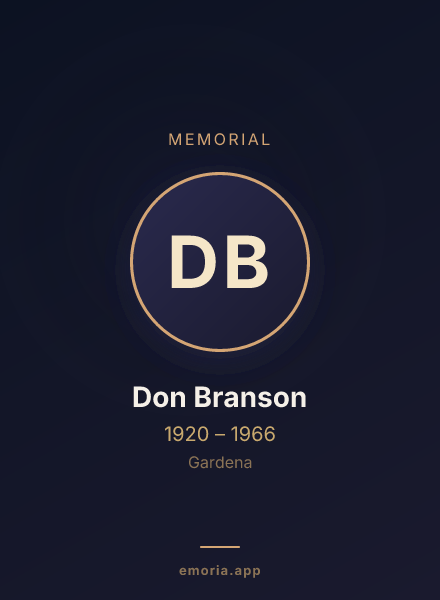 Memorial portrait of Don Branson
