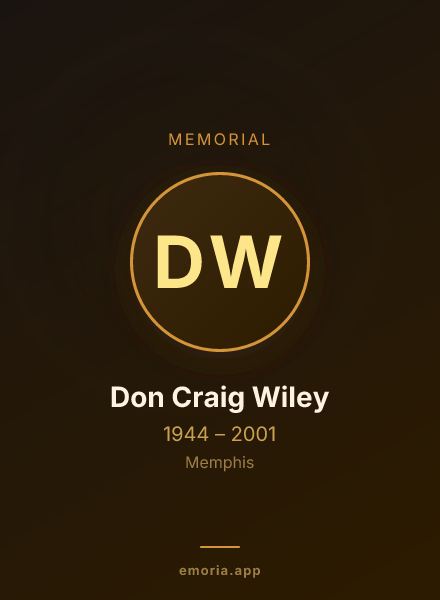 Memorial portrait of Don Craig Wiley