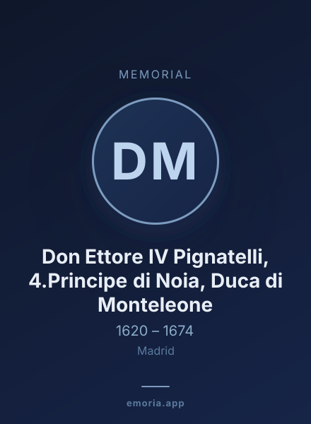 Memorial portrait of Don Ettore IV Pignatelli, 4.Principe di Noia, Duca di Monteleone