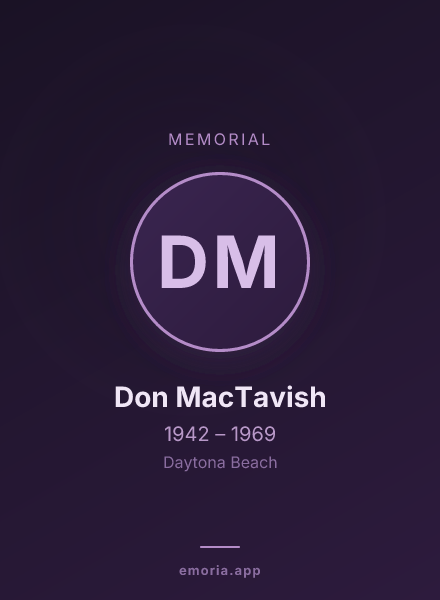 Memorial portrait of Don MacTavish