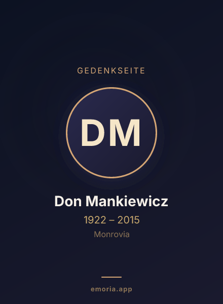 Gedenkportrait von Don Mankiewicz