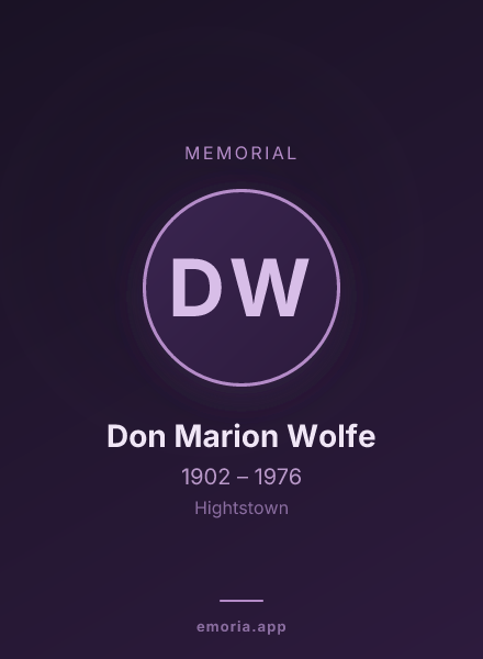 Memorial portrait of Don Marion Wolfe