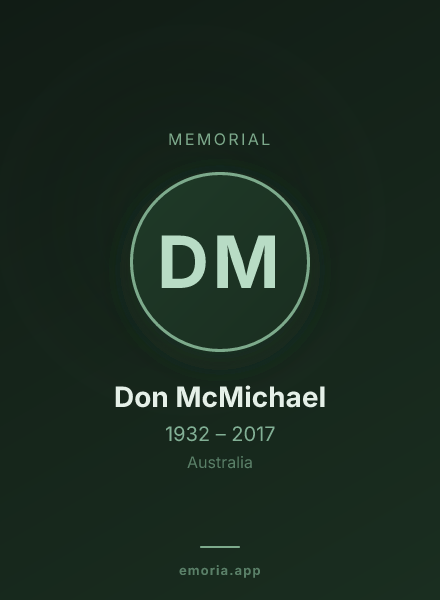 Memorial portrait of Don McMichael