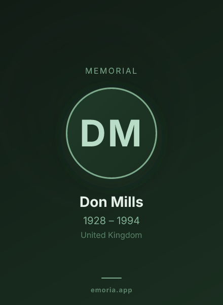 Memorial portrait of Don Mills