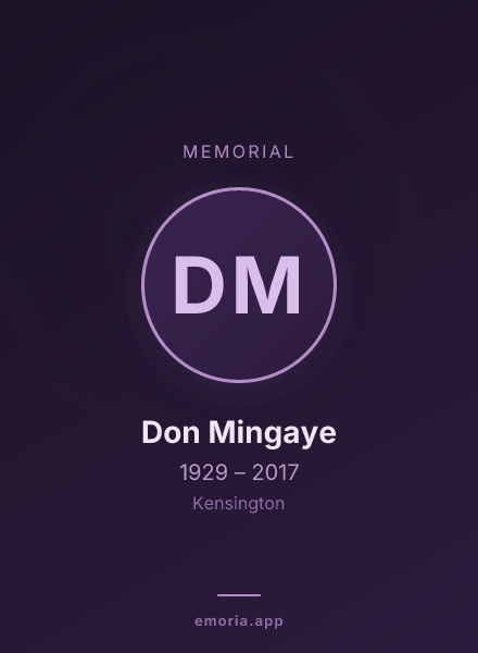 Memorial portrait of Don Mingaye