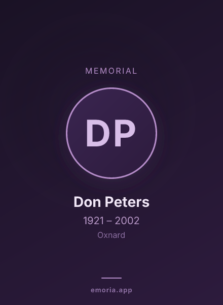 Memorial portrait of Don Peters