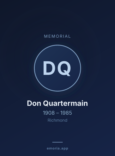 Memorial portrait of Don Quartermain