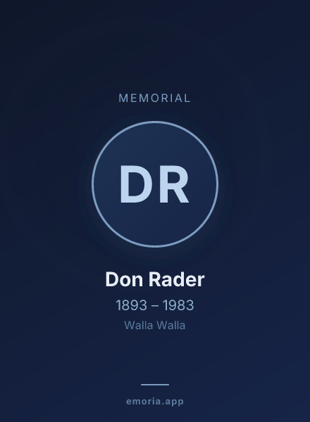 Memorial portrait of Don Rader