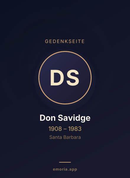 Gedenkportrait von Don Savidge