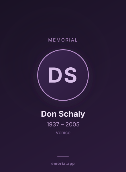 Memorial portrait of Don Schaly