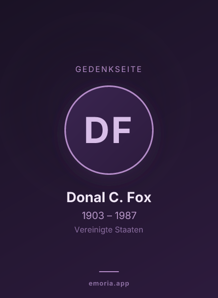 Gedenkportrait von Donal C. Fox