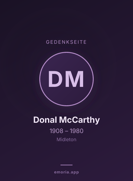 Gedenkportrait von Donal McCarthy