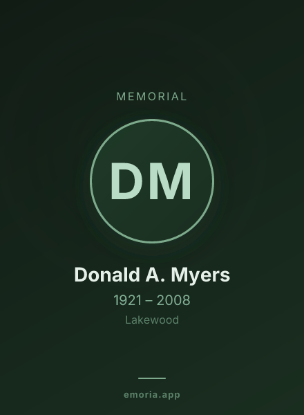Memorial portrait of Donald A. Myers