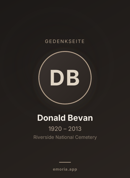 Gedenkportrait von Donald Bevan