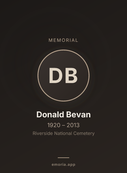 Memorial portrait of Donald Bevan