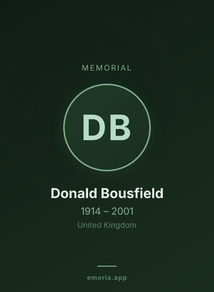 Memorial portrait of Donald Bousfield