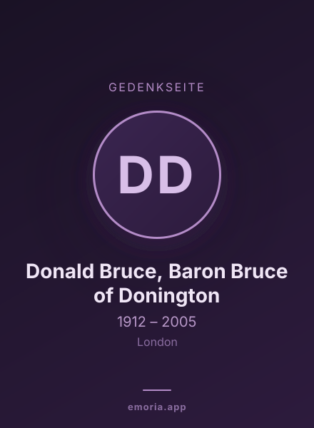 Gedenkportrait von Donald Bruce, Baron Bruce of Donington