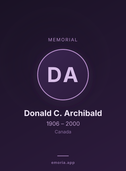 Memorial portrait of Donald C. Archibald